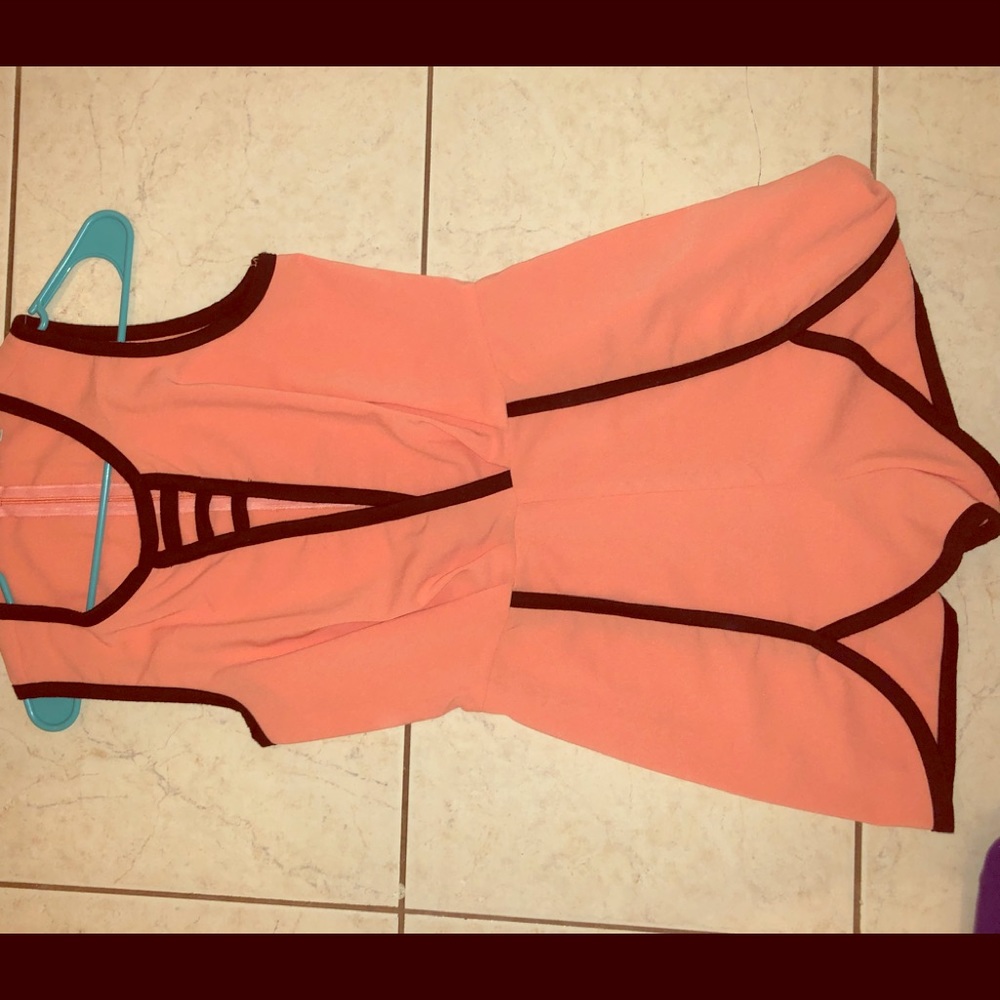 Coral with black accent romper